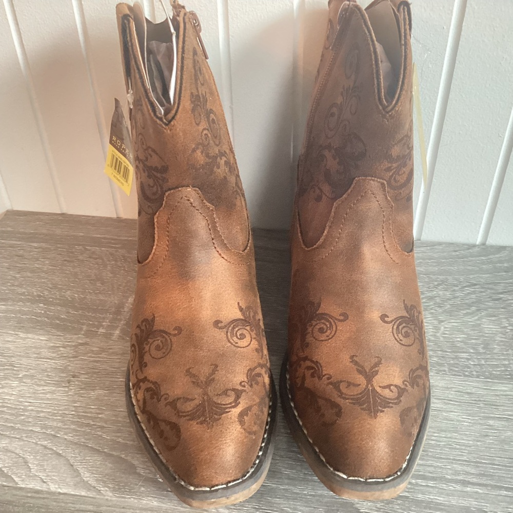 Roper Short Stuff Embroidery Round Toe Western Boot sz7 - Picture 9 of 15